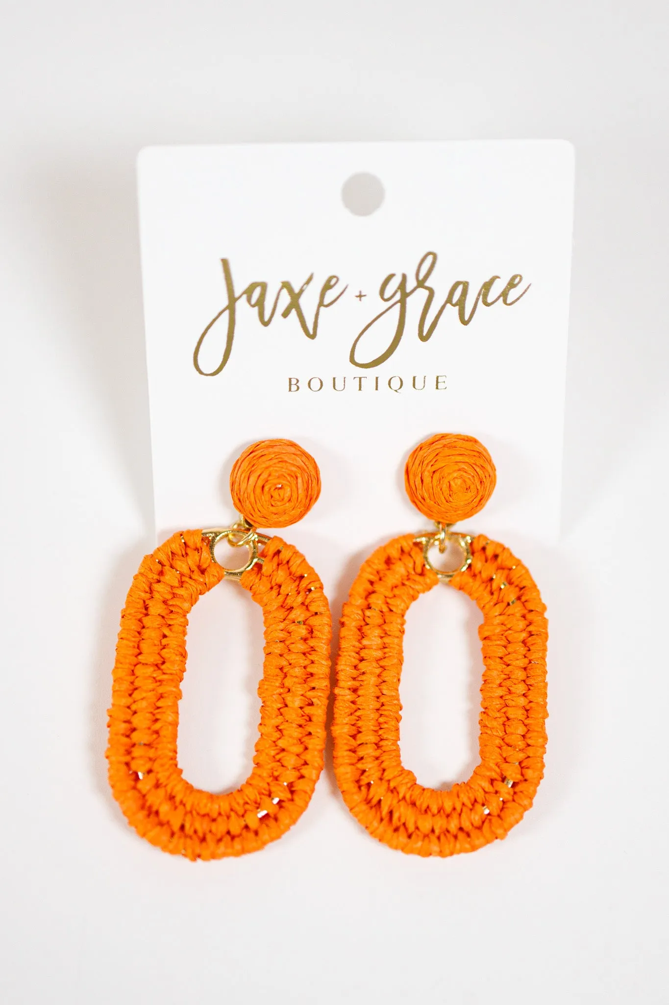 Wrapped Raffia Oval Earrings, VARIOUS