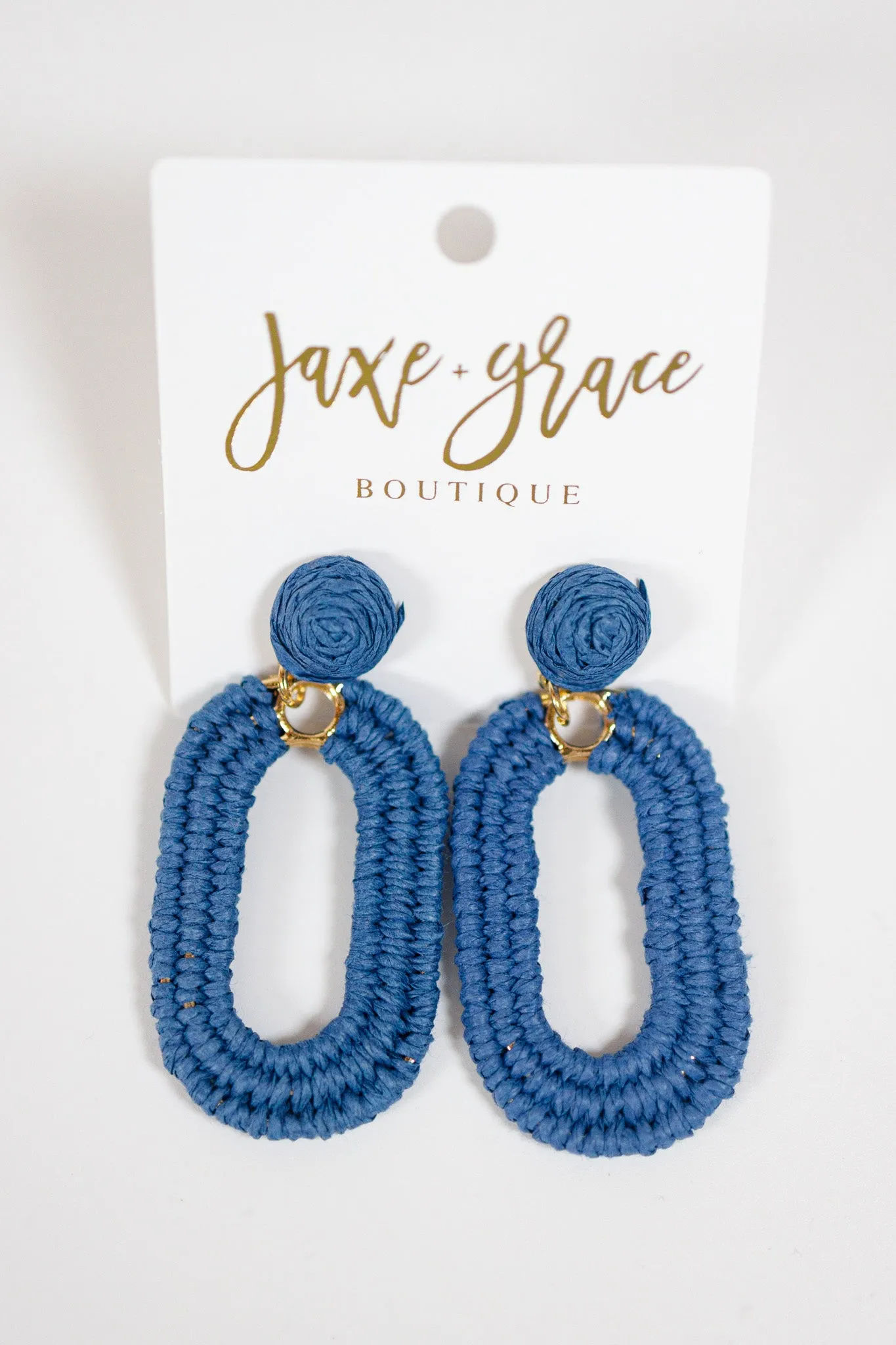Wrapped Raffia Oval Earrings, VARIOUS
