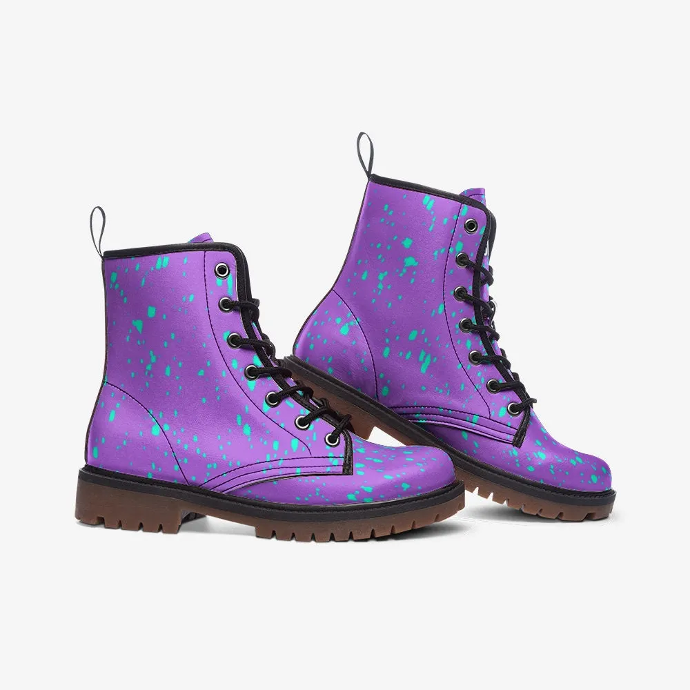 Y2k Neon Purple Blue Vegan Leather Unisex Boots