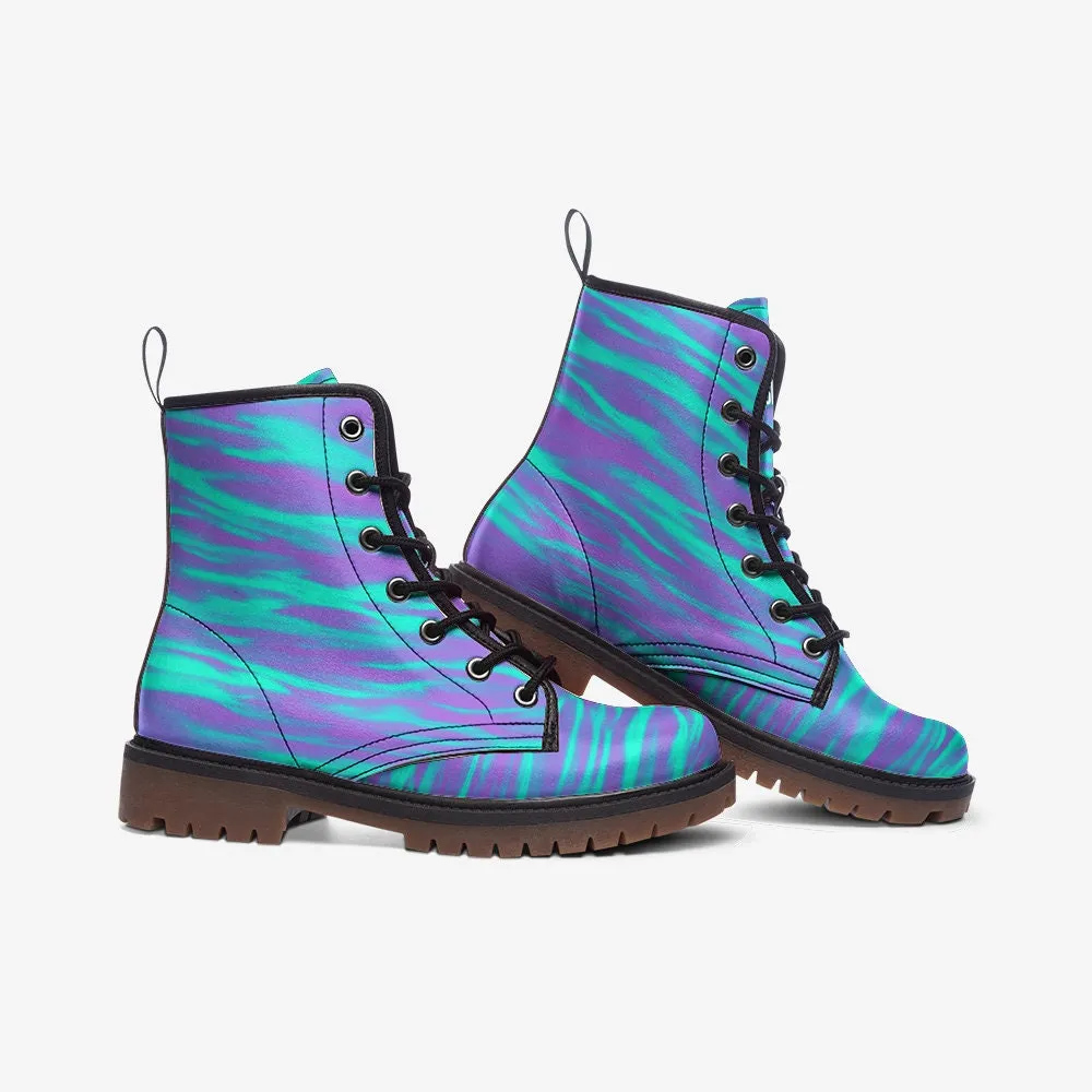 Y2k Neon Purple Blue Vegan Leather Unisex Boots
