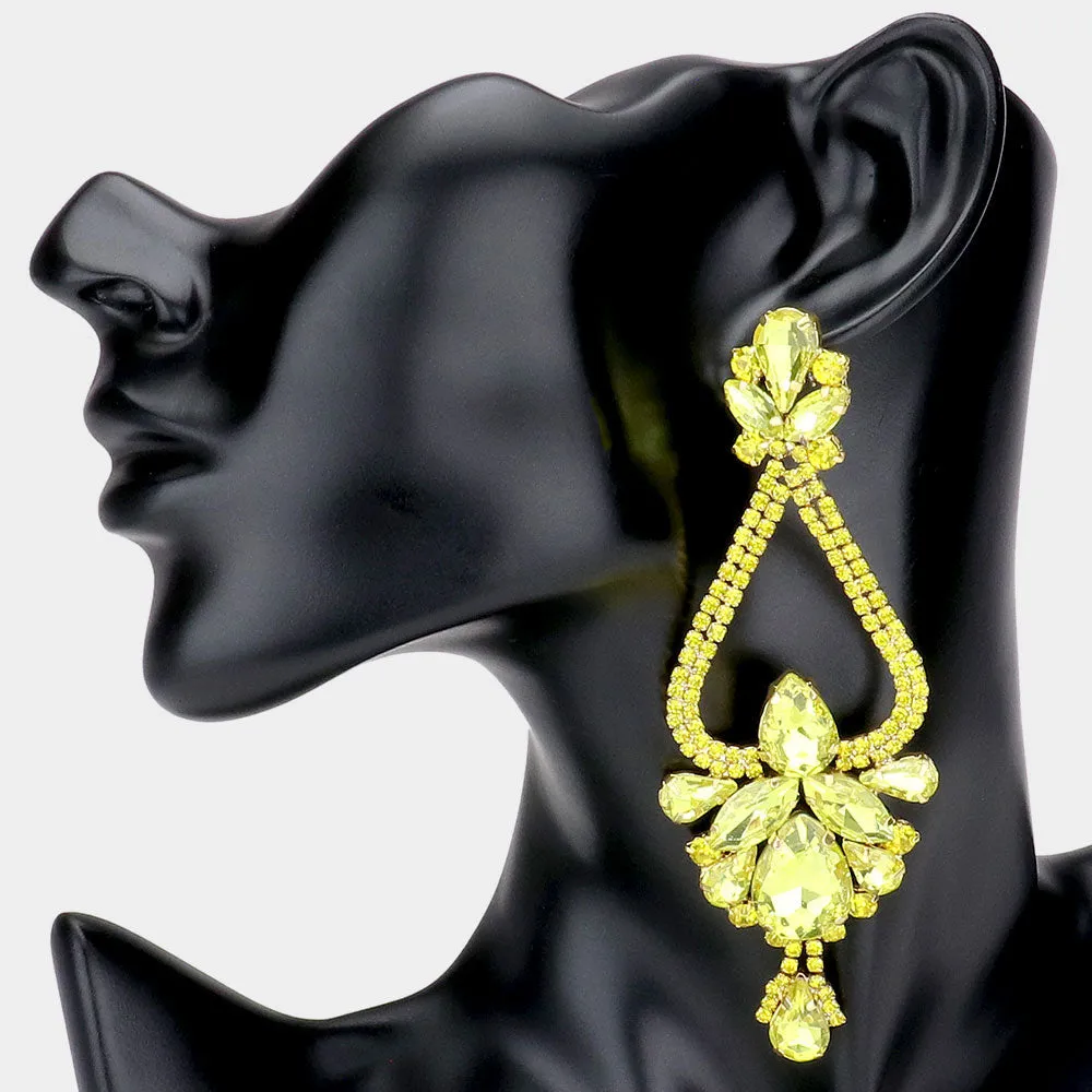 Yellow Crystal Multi Shaped Stone Chandelier Earrings | Statement Earrings | 525990