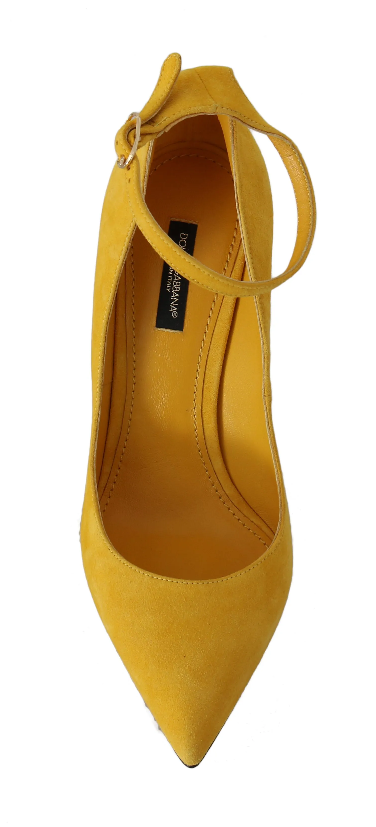 Yellow Suede Ankle Strap Pumps