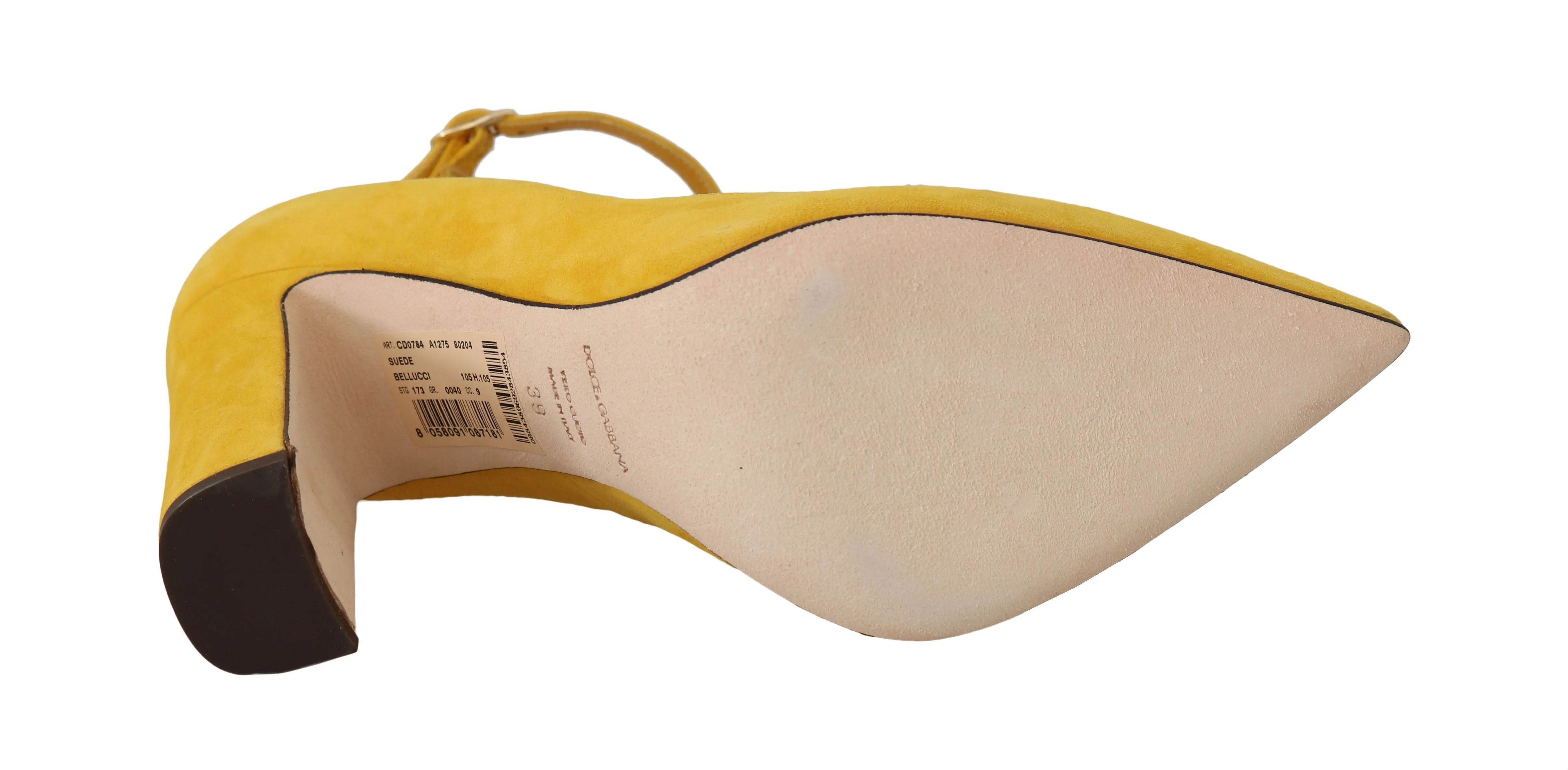 Yellow Suede Ankle Strap Pumps