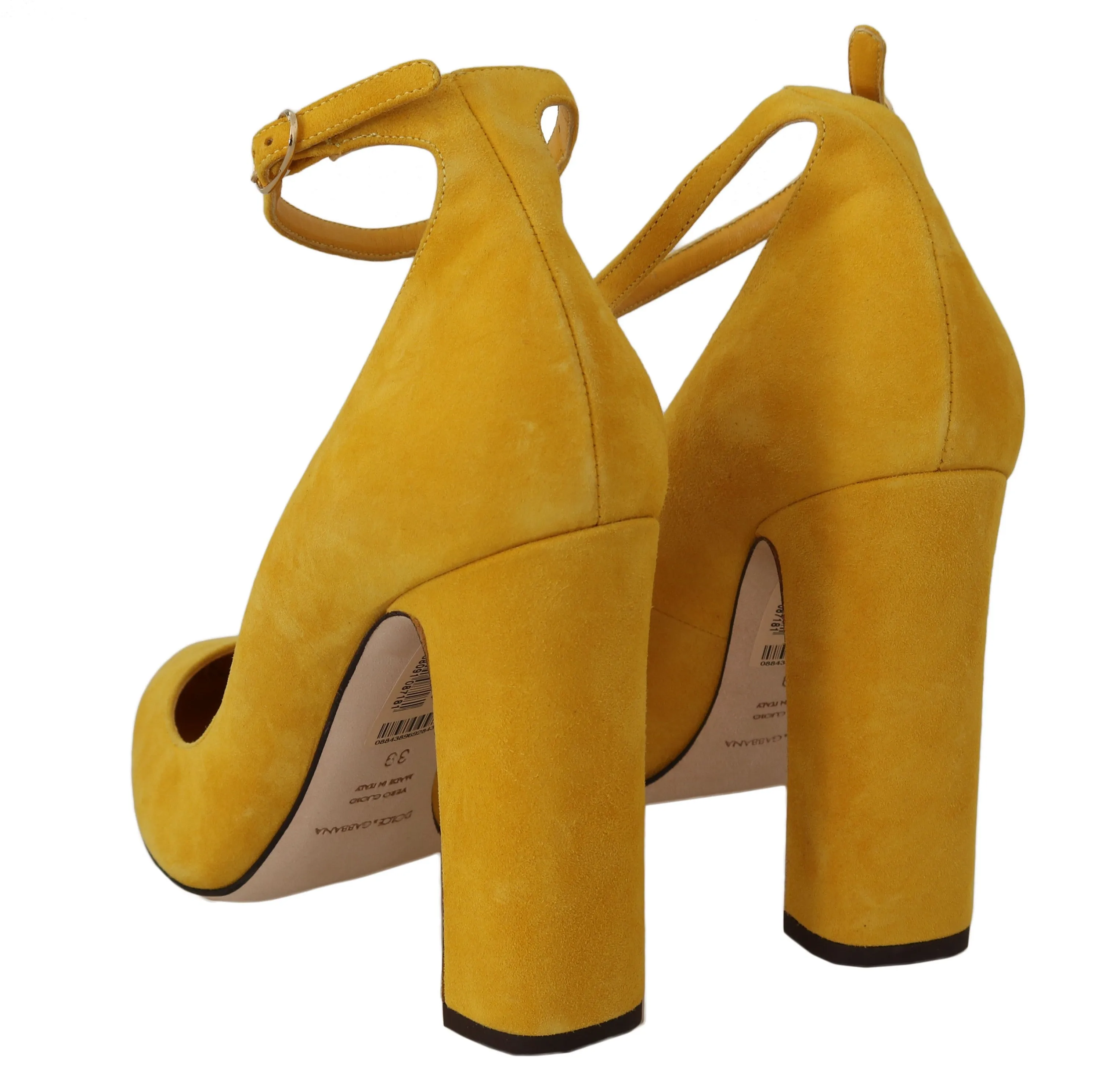 Yellow Suede Ankle Strap Pumps