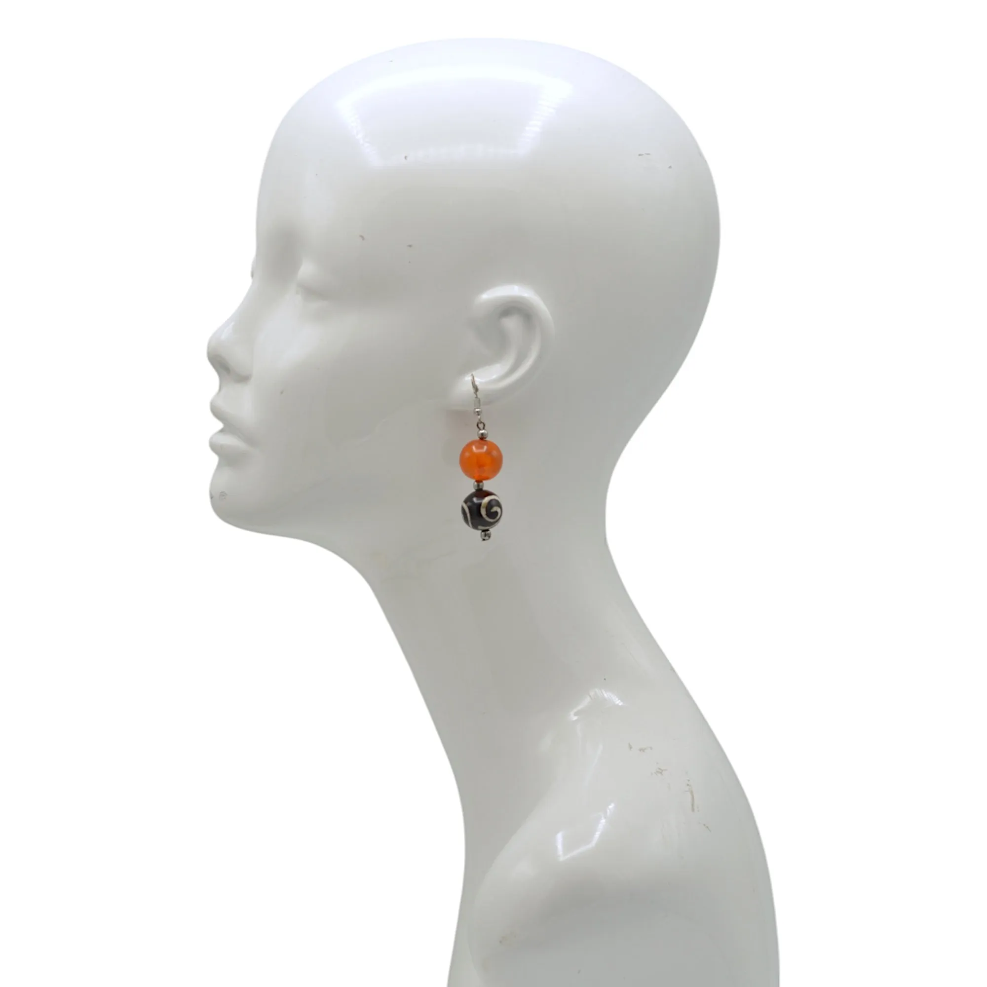 Yellowest Amber and Brown Beads Drop Earrings#FWNK-2109-01-ER(LH27)