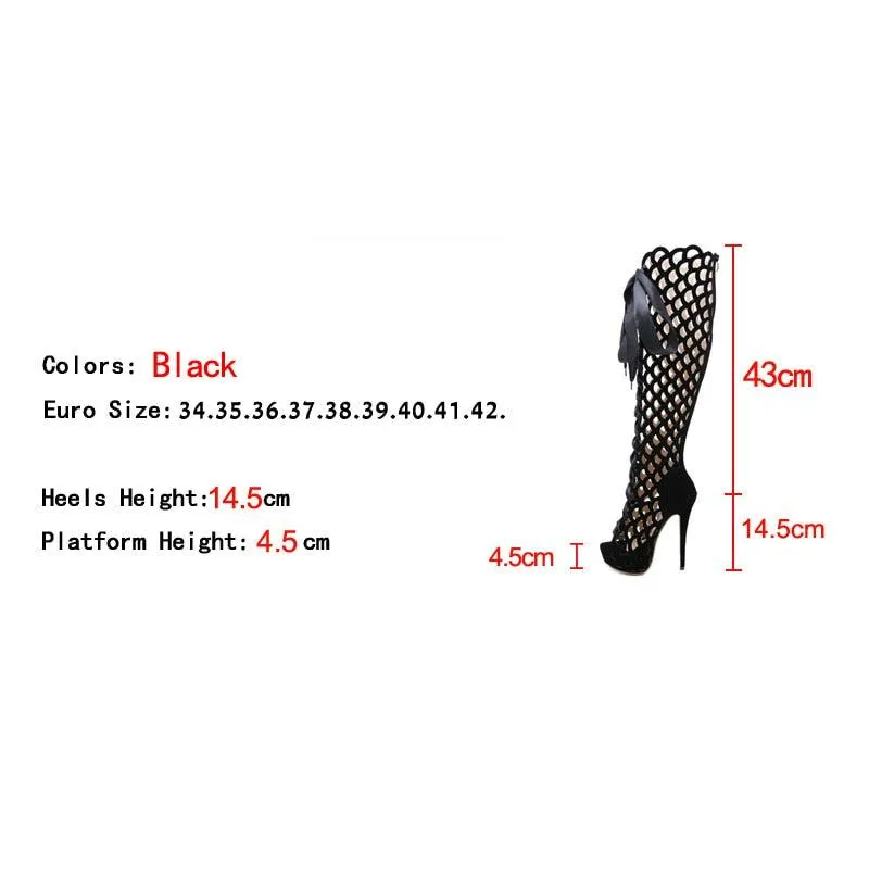 Your Shiny Clothes Over the Knee Gladiator Boots