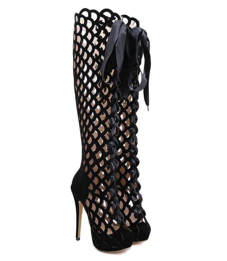 Your Shiny Clothes Over the Knee Gladiator Boots