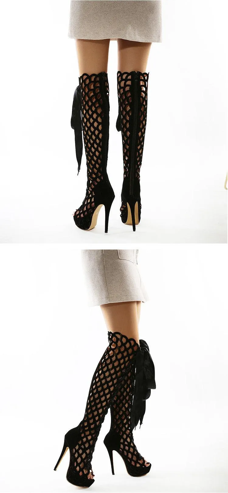 Your Shiny Clothes Over the Knee Gladiator Boots