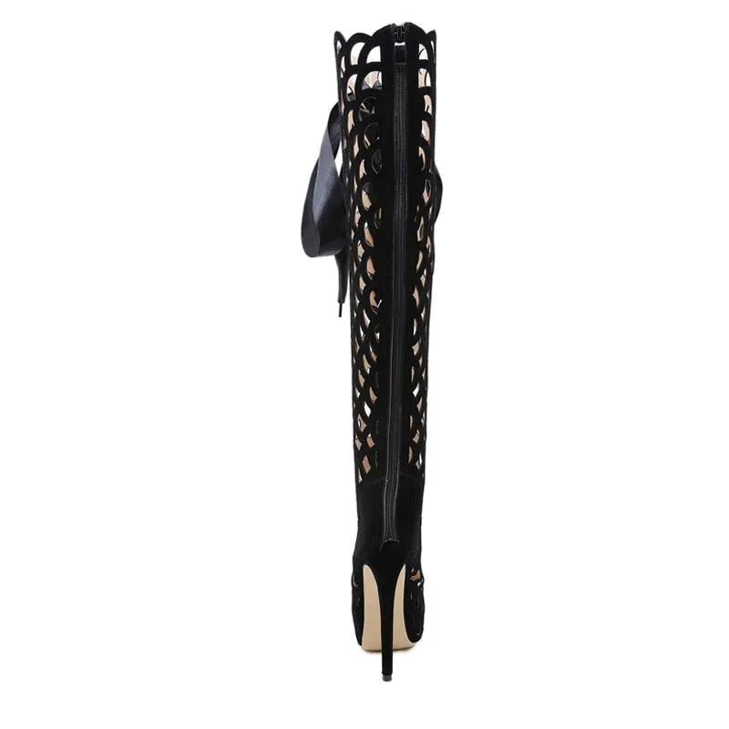 Your Shiny Clothes Over the Knee Gladiator Boots