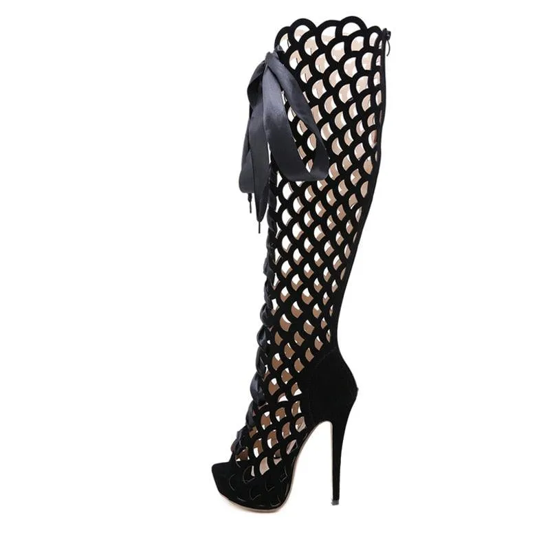 Your Shiny Clothes Over the Knee Gladiator Boots