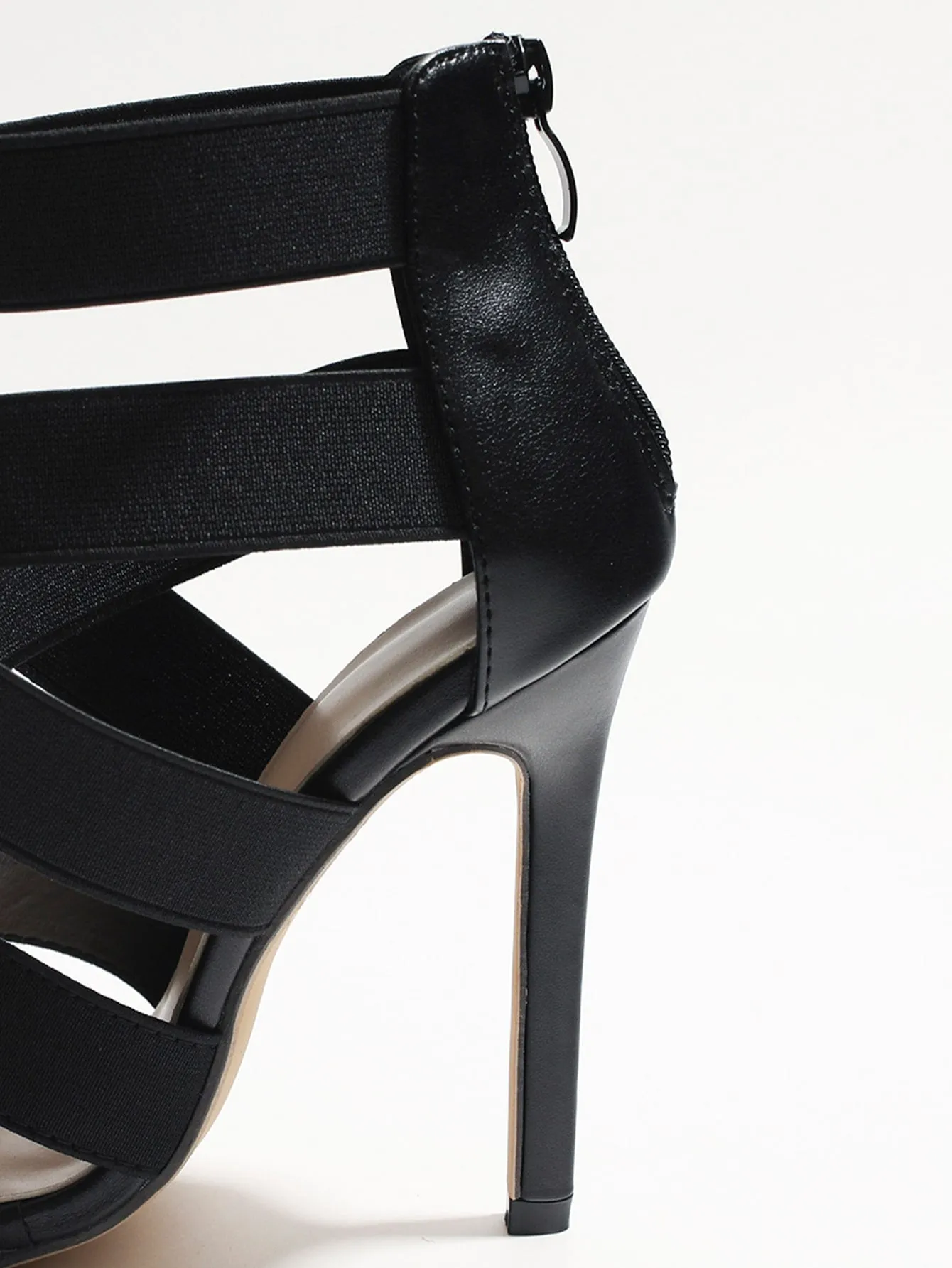 Zipper Detail Stiletto Heeled Gladiator Sandals